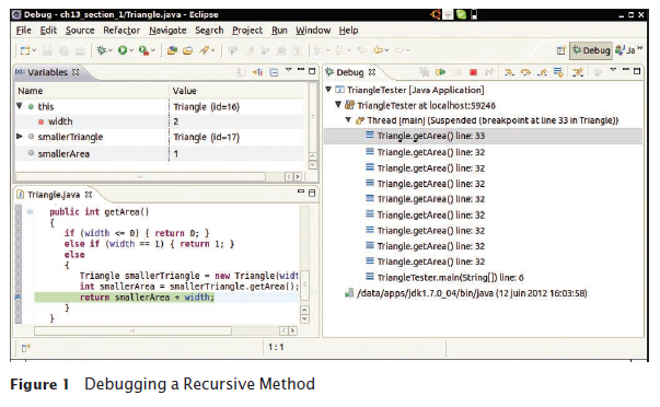debug a recursive method with a debugger