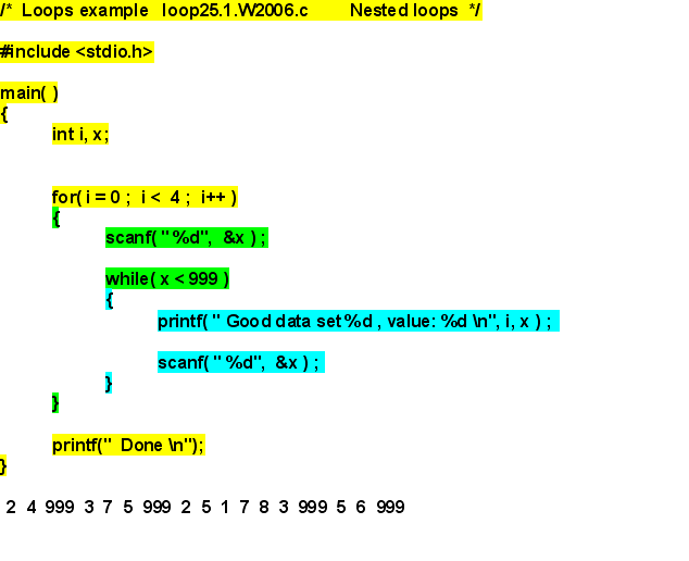 Note 5.19.2.1: Nested Loops (while in for) Example 25.1