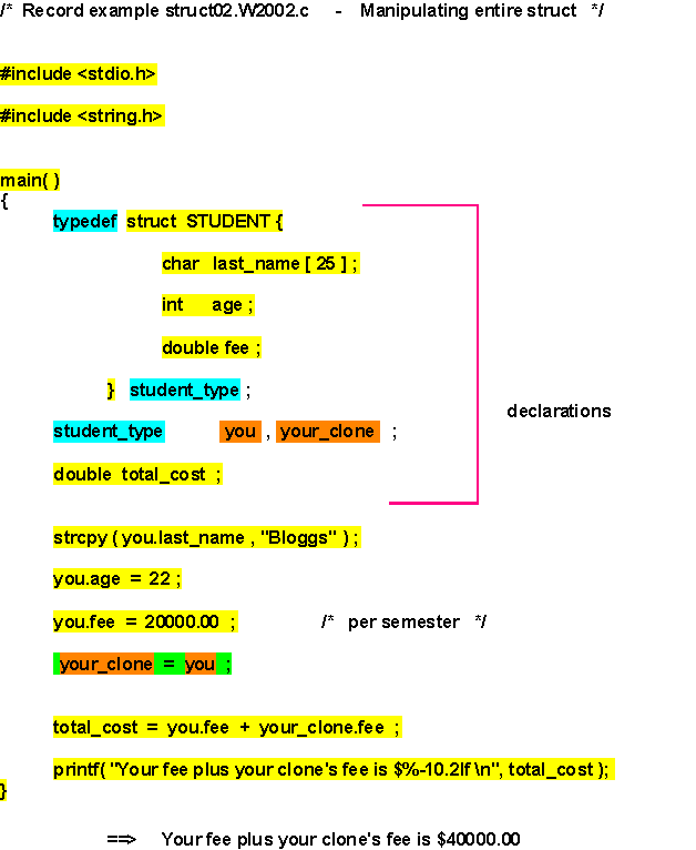 Note 9.4: Assigning an Entire Struct Using the Struct Name Example 2